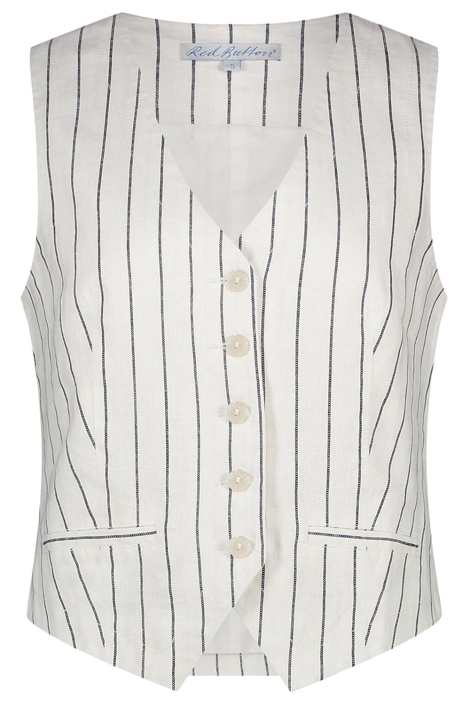 Red Button waistcoat cotton linen stripe